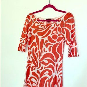 J.Crew Coral Red pattern 3/4 sleeve Dress